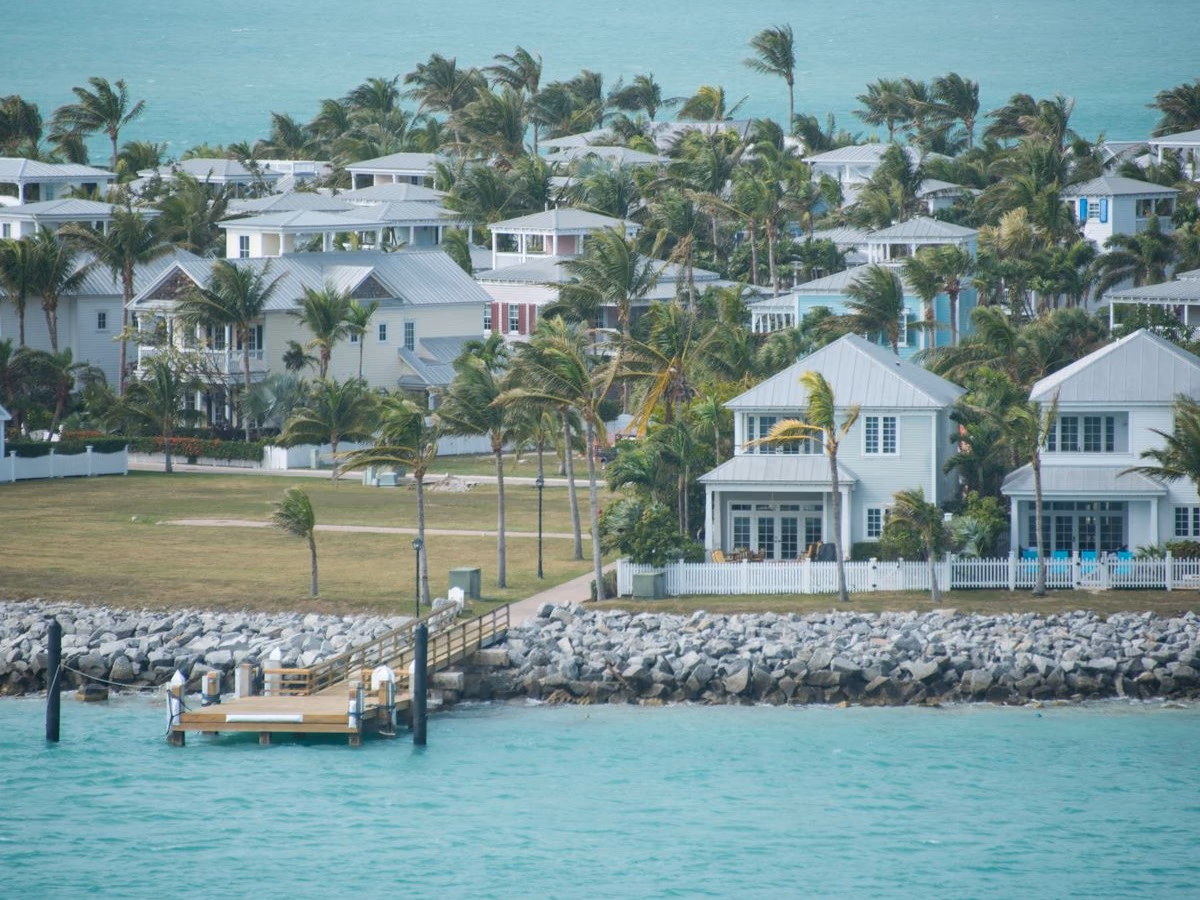 Coastal homes and turquoise water near Key West, Florida