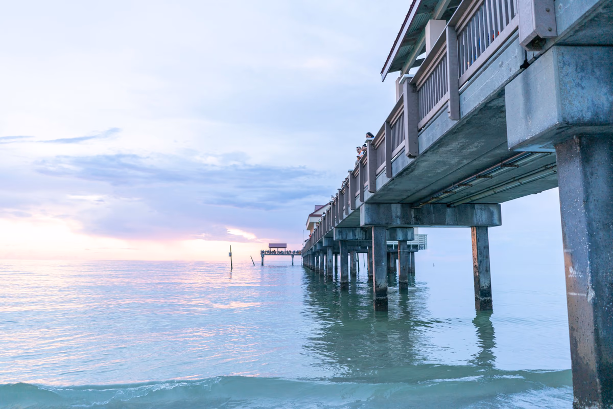 Clearwater Beach Pier extending over the Gulf of Mexico in Pinellas County